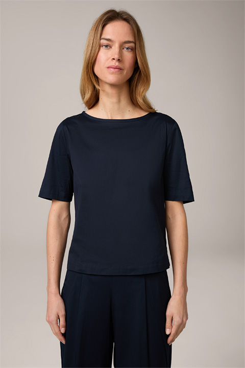 Cotton Stretch Blouse in Navy