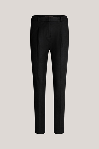 Wool Jersey Pleated Trousers in Black 