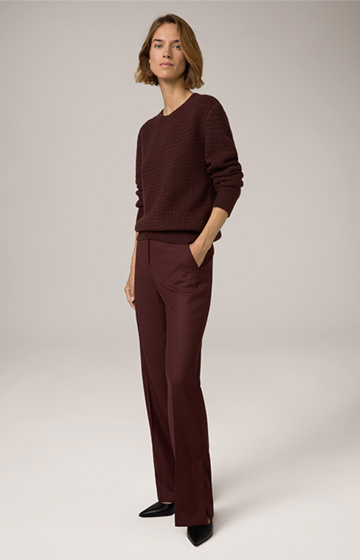 Cashmere-Pullover mit Waffelstruktur in Rotbraun