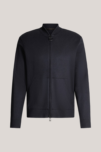Florino Cotton Blouson Zip Jacket with Cashmere in Navy