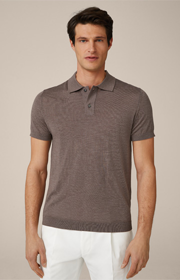 Nando Knitted Polo Shirt in Brown