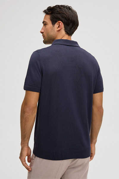 Leinenmix-Polo Lindo mit Baumwolle in Navy