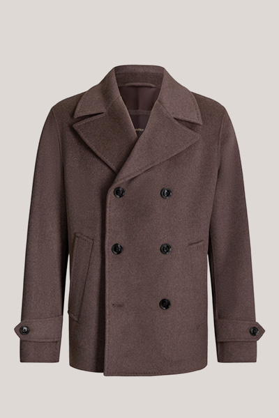 Doppio Double-face Wool Caban Jacket in Brown