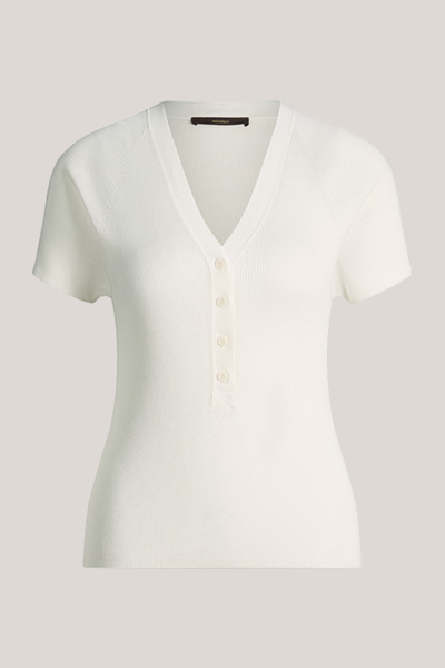 Seiden-Baumwollmix-T-Shirt in Ecru