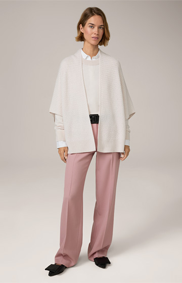 Waffle Textured Cashmere Cape in Off-white
