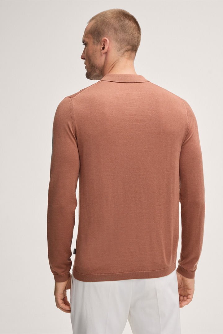 Nando Knitted Polo Shirt with Silk and Cashmere in Rust