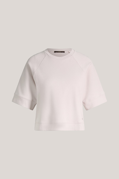 Baumwoll-Halbarm-Sweatshirt in Beige