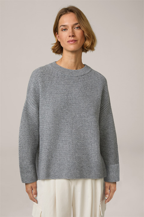 Cashmere-Pullover mit Struktur in Grau