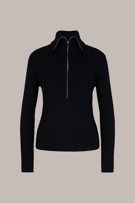 Merino-Strick-Troyer-Pullover in Navy