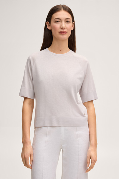 Lyocell cotton T-shirt in beige