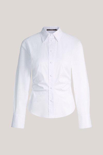 Baumwollstretch-Hemd-Bluse in Weiß