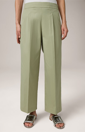 Pantalon ample et court en coton stretch, couleur sauge
