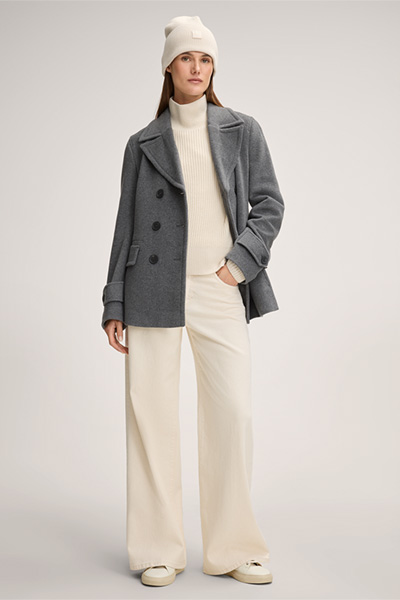 Wollmix-Caban-Jacke in Grau