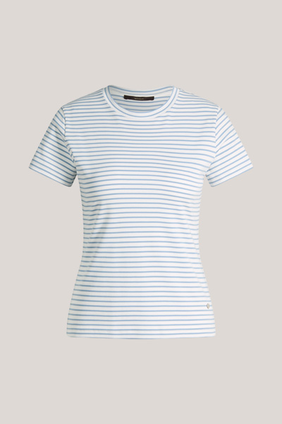 hellblau-ecru gestreift