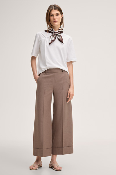 Cotton interlock short-sleeved shirt with knot detail in white