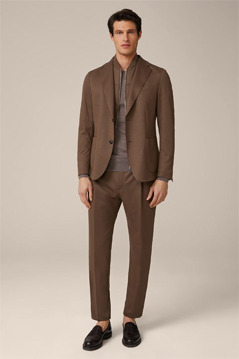 Floro Wool Jersey Pleat-front Trousers in Brown