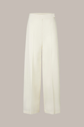 Virgin Wool Palazzo Trousers in Cream