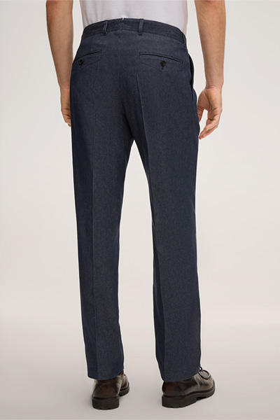 Baumwollmix-Hose Faso mit Bundfalte in Denim Dunkelblau
