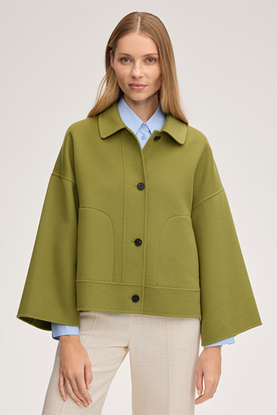 Schurwoll-Doubleface-Jacke in Grün