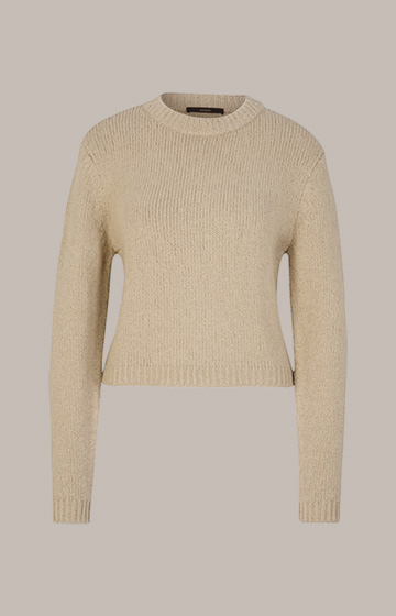 Baumwoll-Boucle-Pullover in Beige