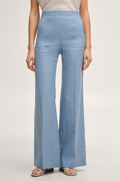 Leinenstretch-Marlene-Hose in Hellblau
