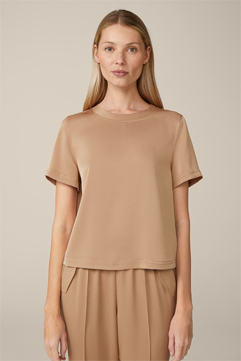 Crêpe Blouse-style Shirt in Camel
