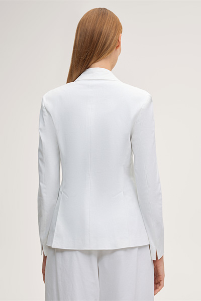 White stretch cotton gabardine blazer