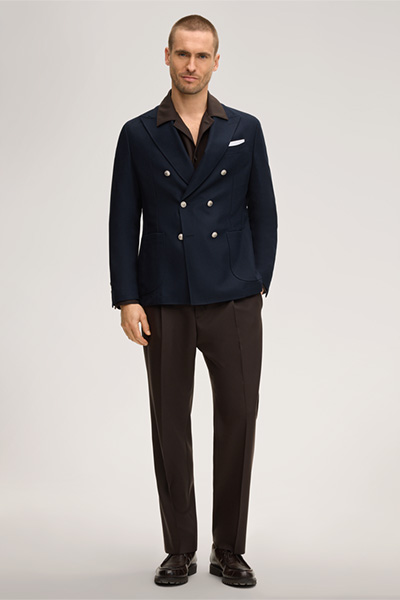 Schurwoll-Baukasten-Hose Francos mit Bundfalte in Braun