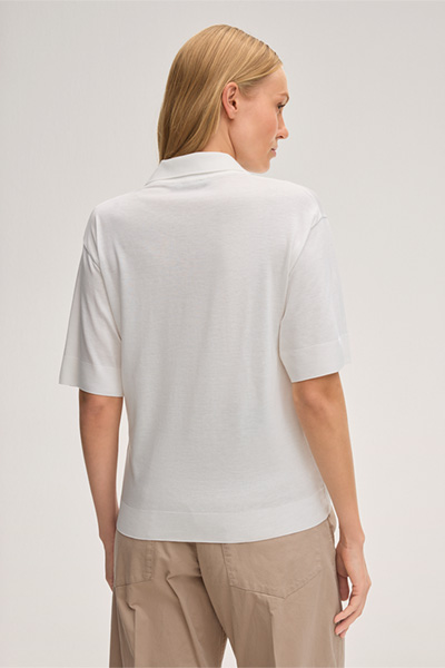 Lyocell-Baumwoll Polo-Shirt in Ecru