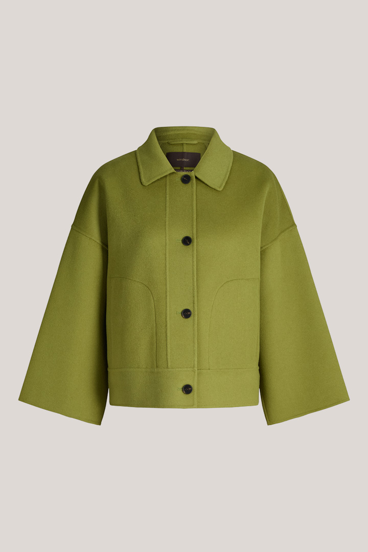 Führt zu Produktdetailseite „Schurwoll-Doubleface-Jacke in Grün"