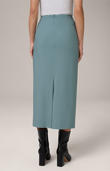 Virgin Wool Crêpe Pencil Skirt in Light Blue