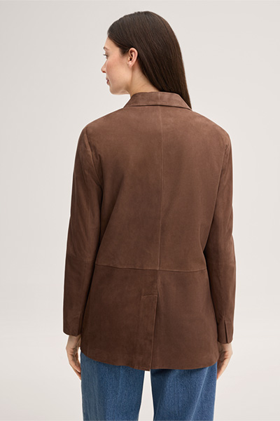 Lambskin Suede Blazer in Brown