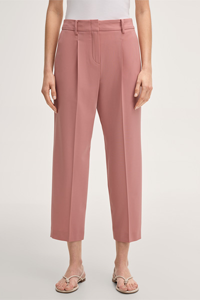 Pantalon à pinces style jogging en laine vierge, en rose