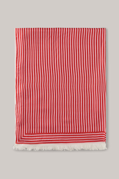 Modal Scarf in Red and Ecru Stripes