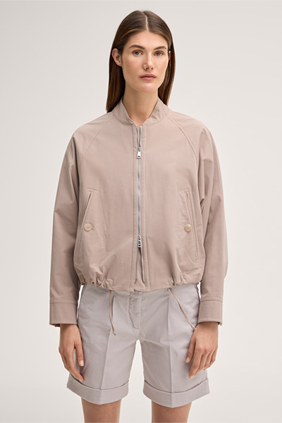 Cotton stretch gabardine jacket with zip in taupe