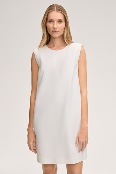 Crepe-Etui-Kleid ärmelos in Ecru