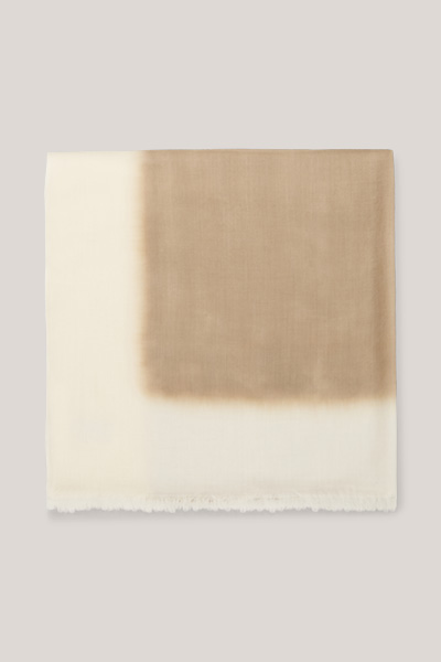 Schurwoll-Schal mit Farbverlauf in Taupe