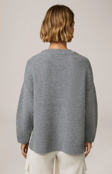 Cashmere-Pullover mit Struktur in Grau