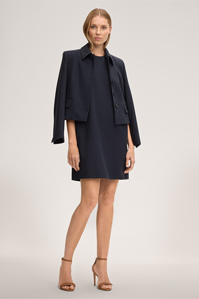 Crepe-Etui-Kleid ärmelos in Navy
