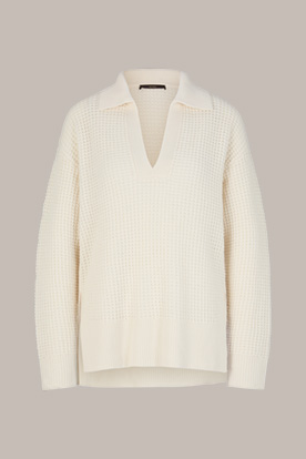 Virgin Wool Pullover with Cashmere in Ecru