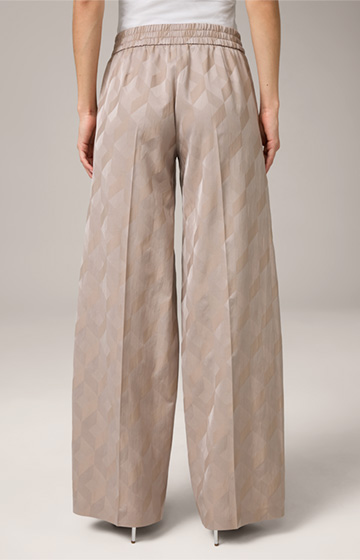 Jacquard Palazzo Trousers in Taupe
