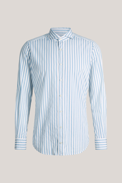 Lano cotton shirt in light blue and white stripes