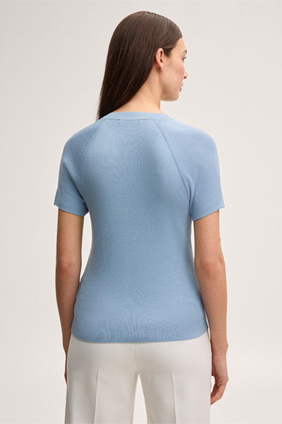 Führt zu Produktdetailseite „Seiden-Baumwollmix-T-Shirt in Hellblau"