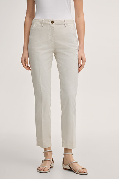 Baumwollstretch-Chino-Hose in Ivory