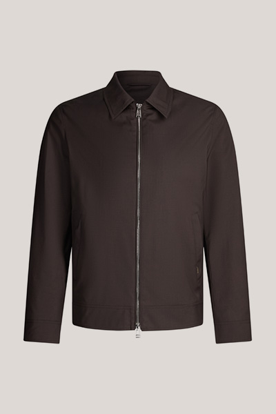 Schurwoll-Blouson Attilio mit Hemdkragen in Braun