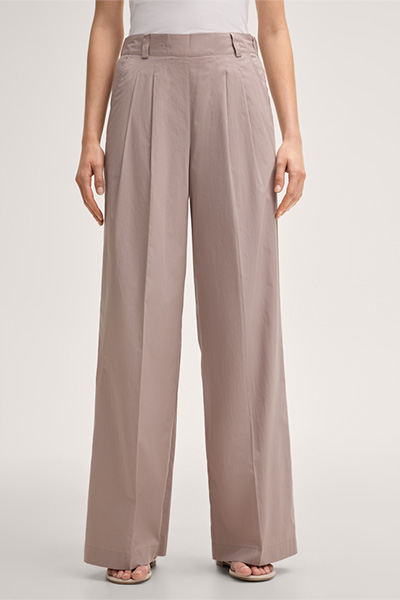 Pantalon en coton Marlene à pinces, couleur taupe