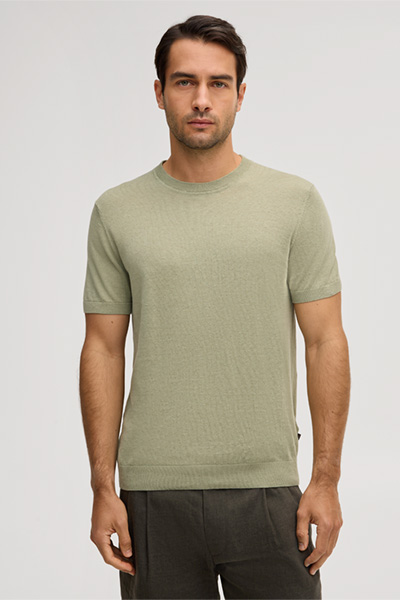 Leinenmix-Strick-T-Shirt Lindo mit Baumwolle in Hellgrün