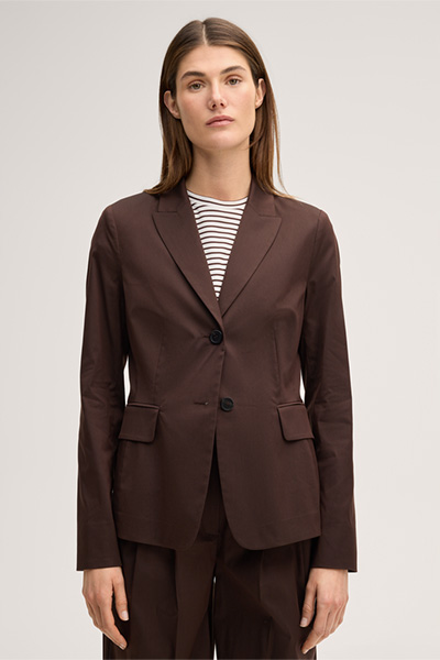 Dark brown stretch cotton blazer