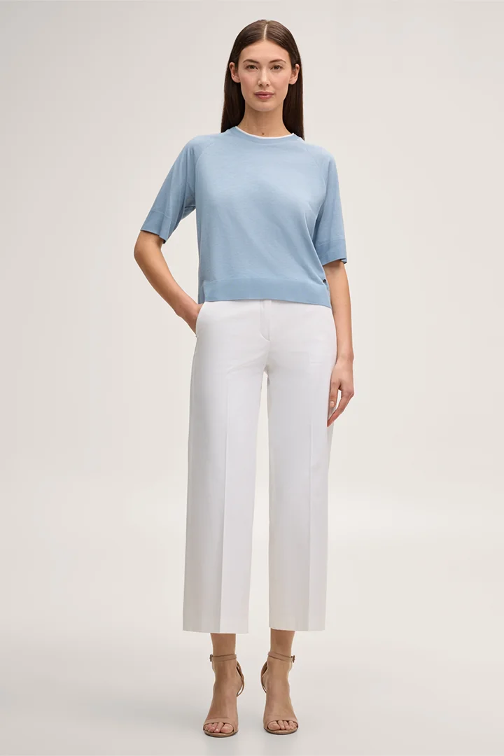 Leads to product detail page "Lyocell cotton T-shirt in light blue"