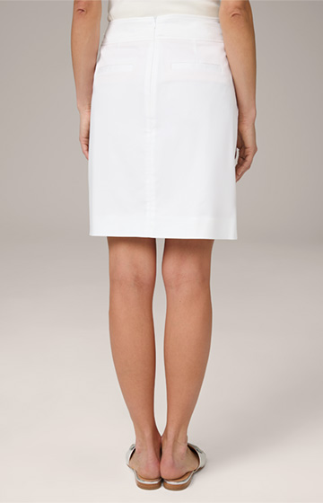 Cotton Satin Mini Skirt in White